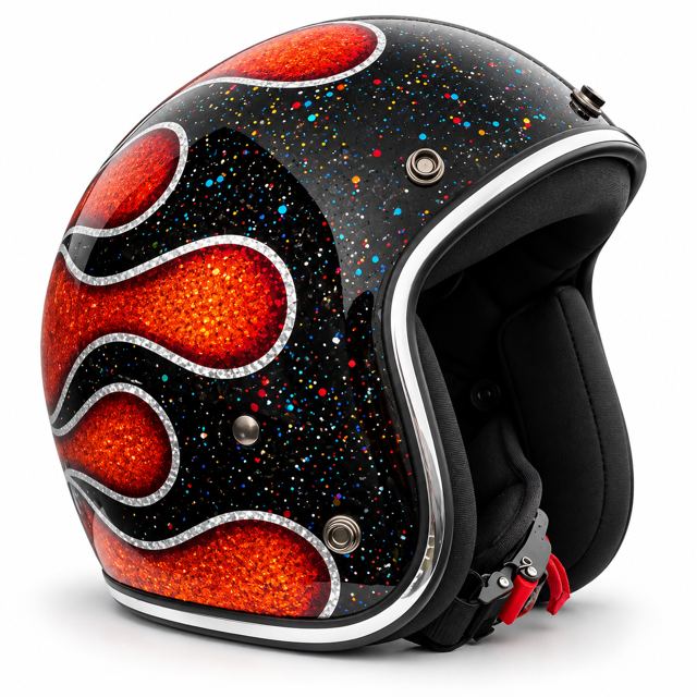 North Virus Superflake Black Flame Orange glitter